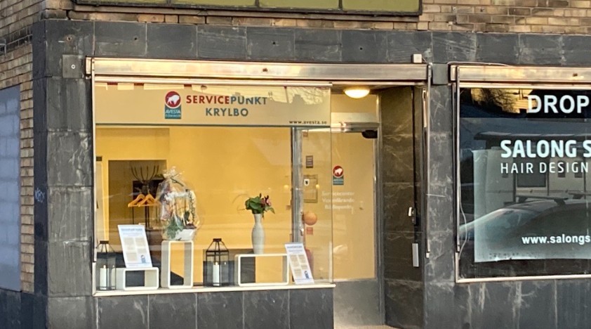 skyltfönstret vid servicepunkt Krylbo.